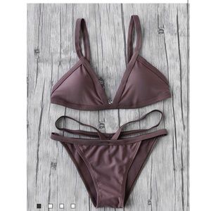 Small coffee colored two piece bathing suit