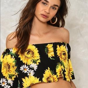 Sunflower floral crop top, size S