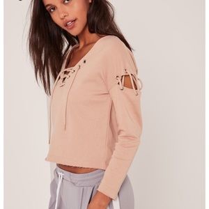 Misguided lace up sweater
