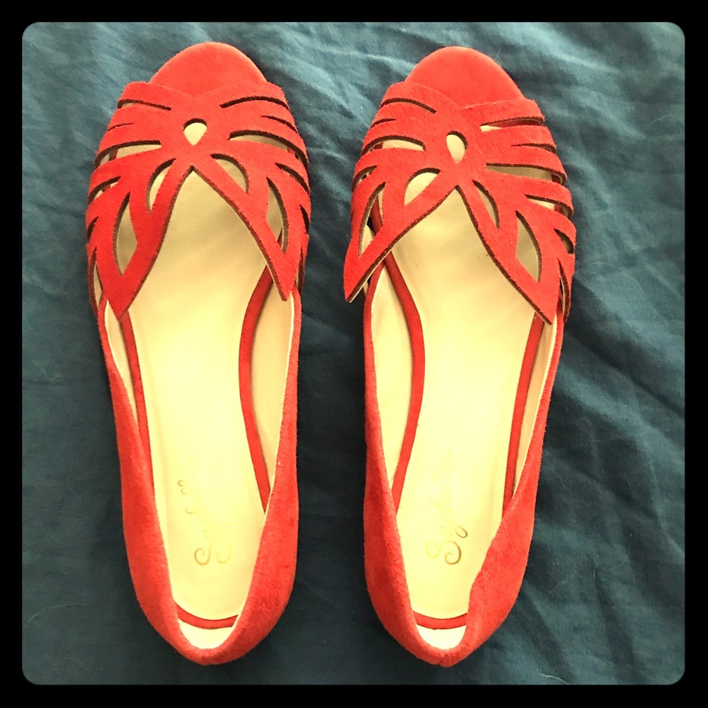 red suede Seychelles flats