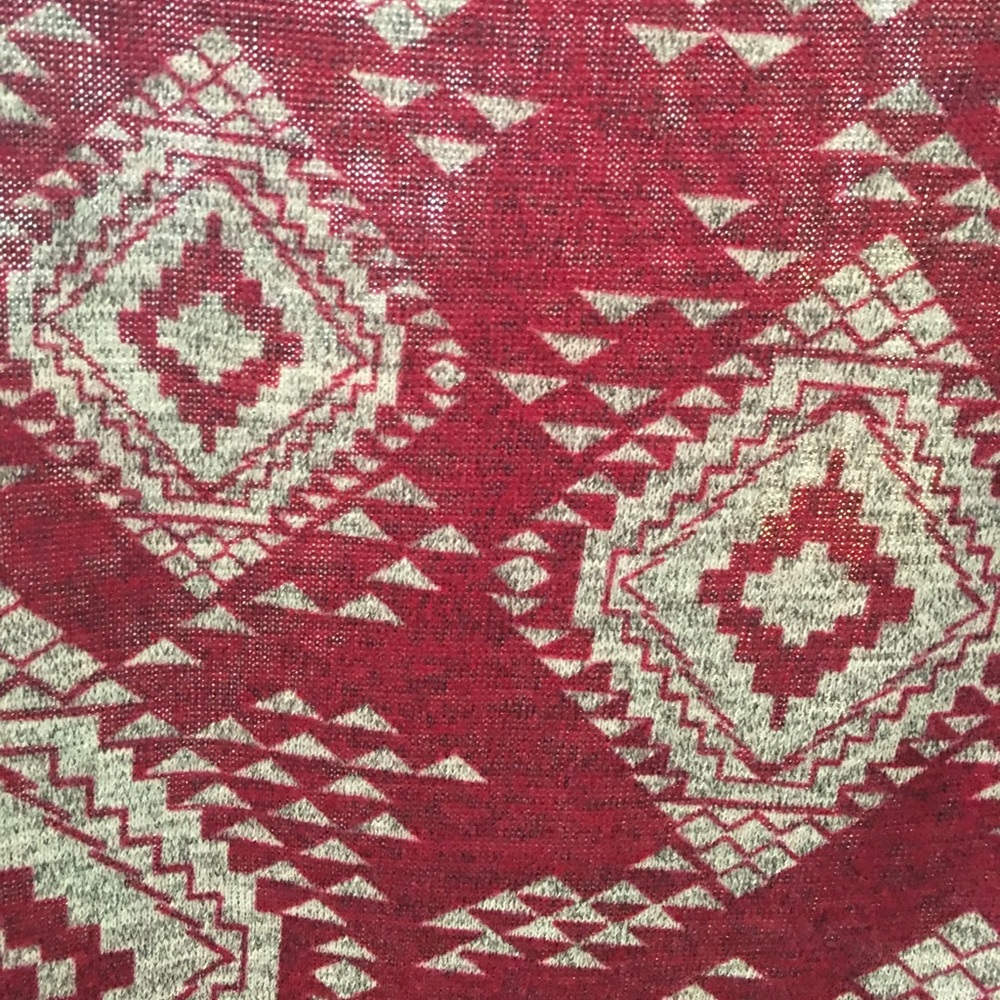 This is a deep red and cream patterned top. - Picture 4 of 4