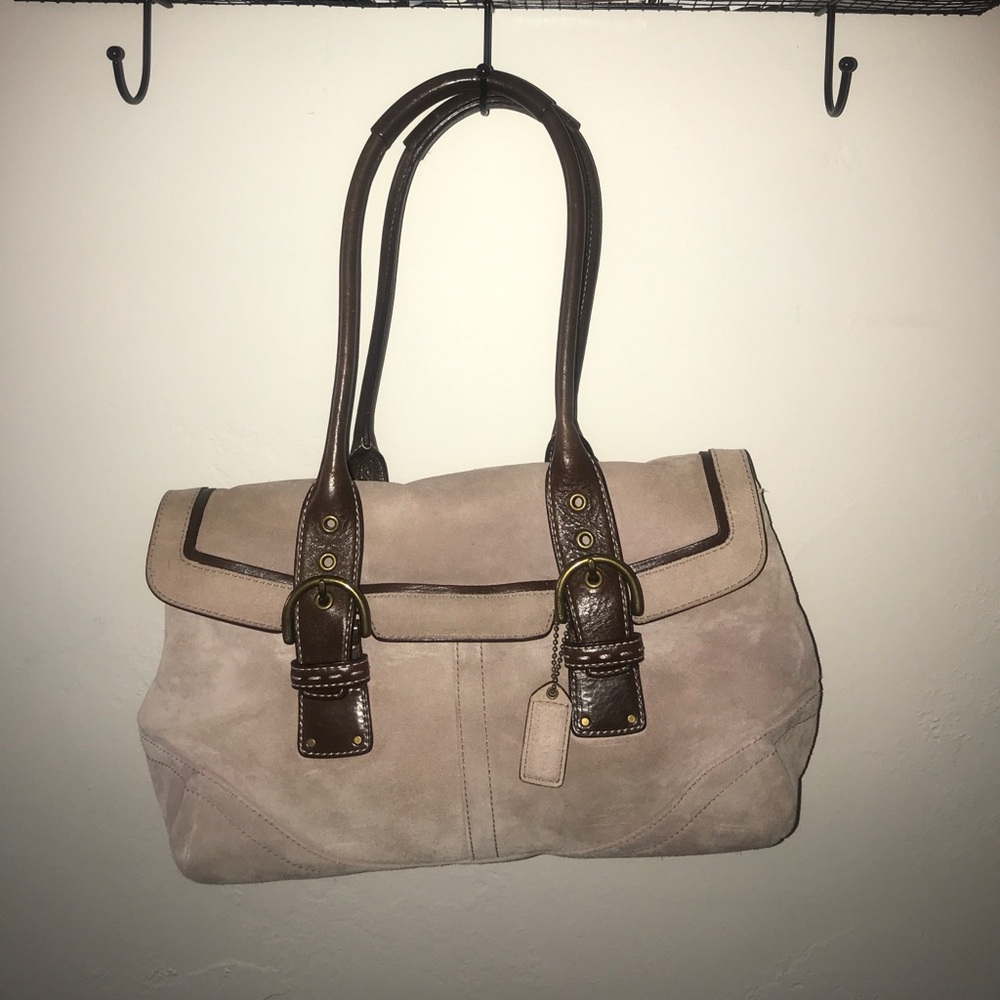 Pink suede Coach satchel