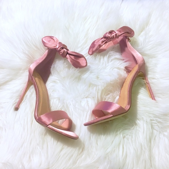 Dusty Pink Satin Bow Ankle Strap Heels 🎀 - Picture 2 of 5
