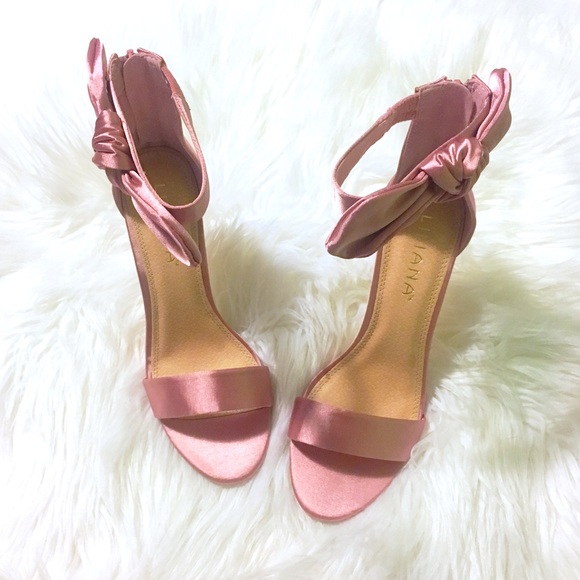 Dusty Pink Satin Bow Ankle Strap Heels 🎀 - Picture 3 of 5