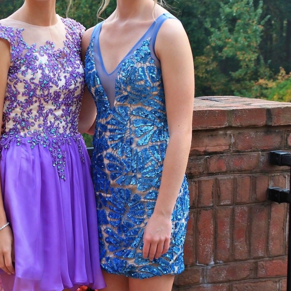 Slate blue homecoming dress
