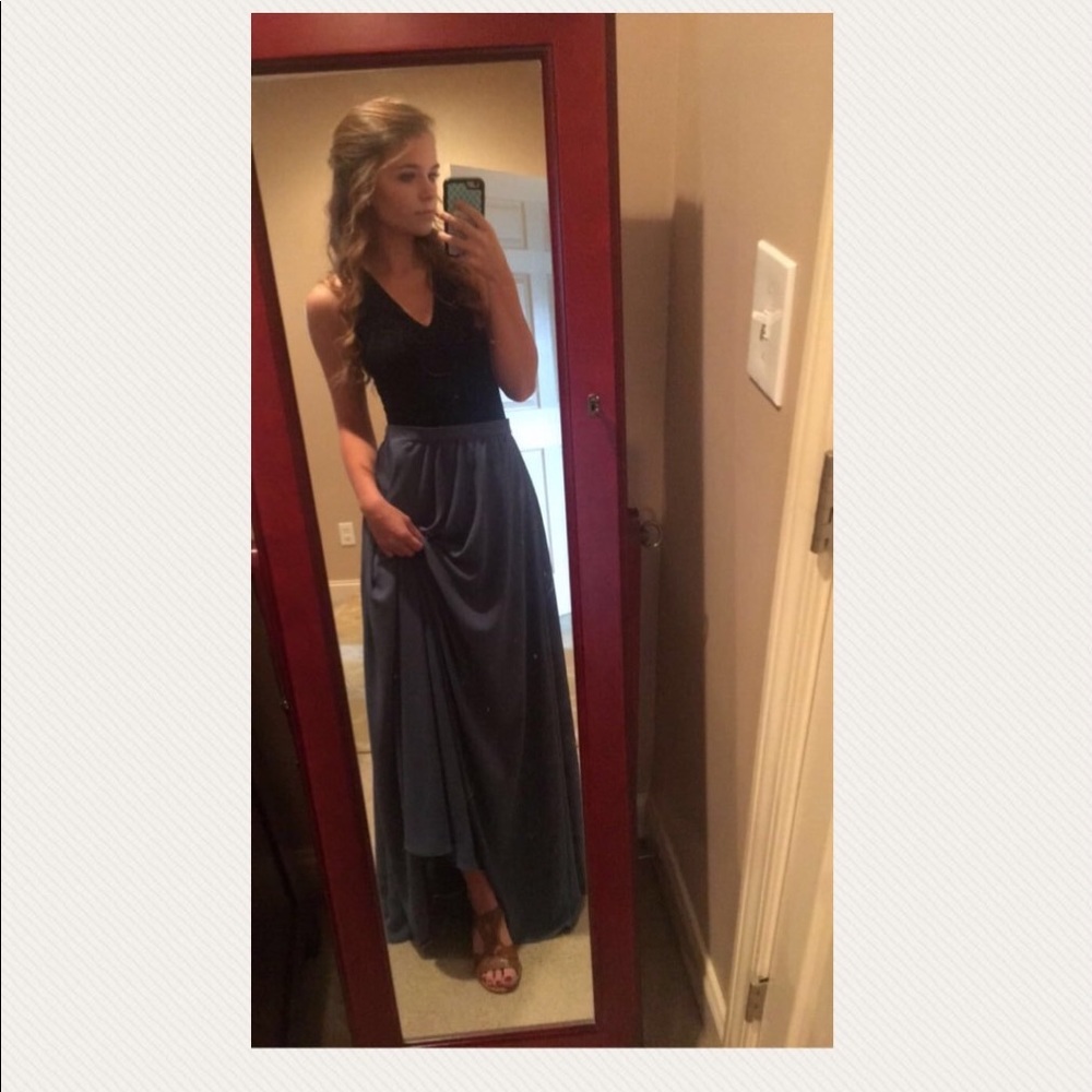 Long Blue Beautiful Flowy Maxi Skirt