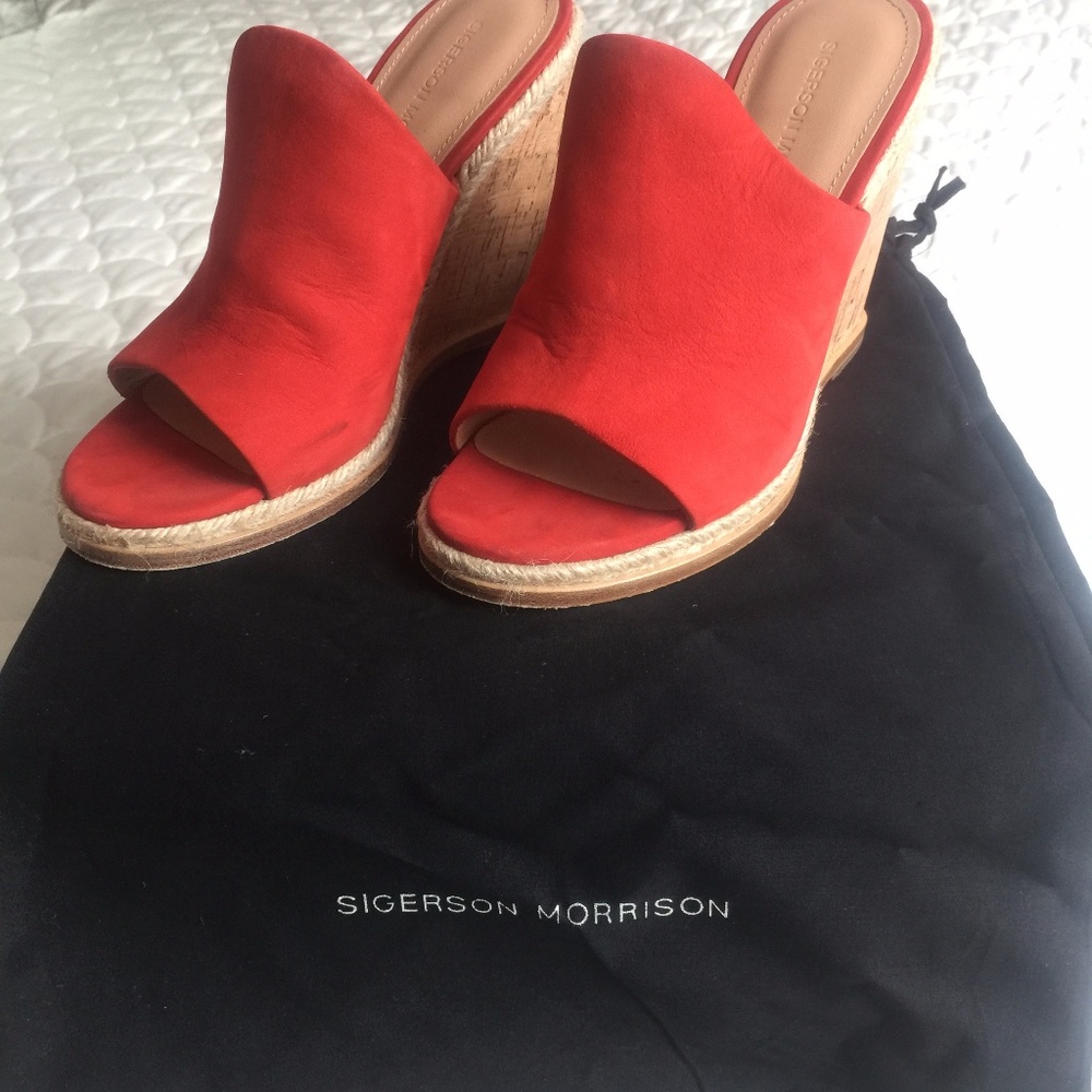 Sigerson Morrison Women's Red Open Toe Platform