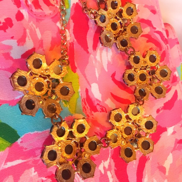 Blue Purple Flower Stone Chunky Statement Necklace - Picture 5 of 6