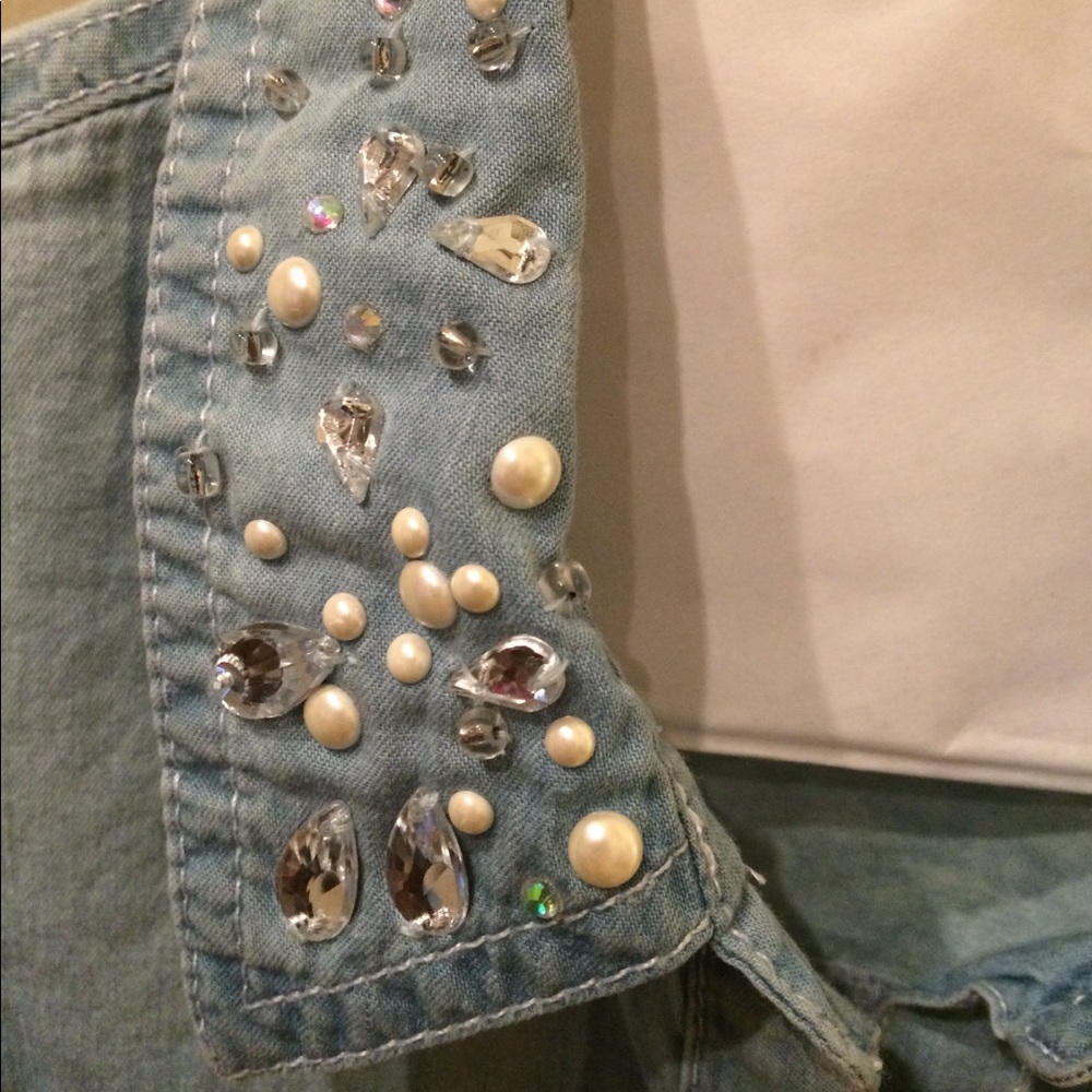 Justice size 10 girls denim shirt with detailing - Picture 2 of 4