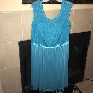 David's Bridal Malibu Blue Lace Dress