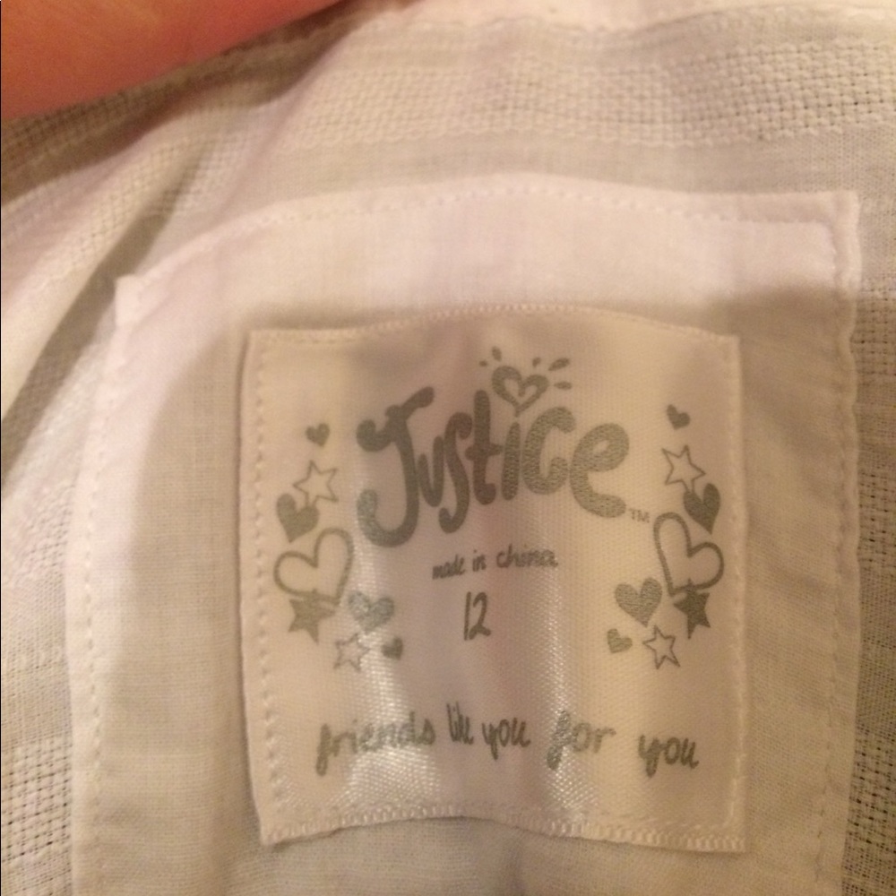 NWOT Justice size 12 white button down blouse - Picture 4 of 4