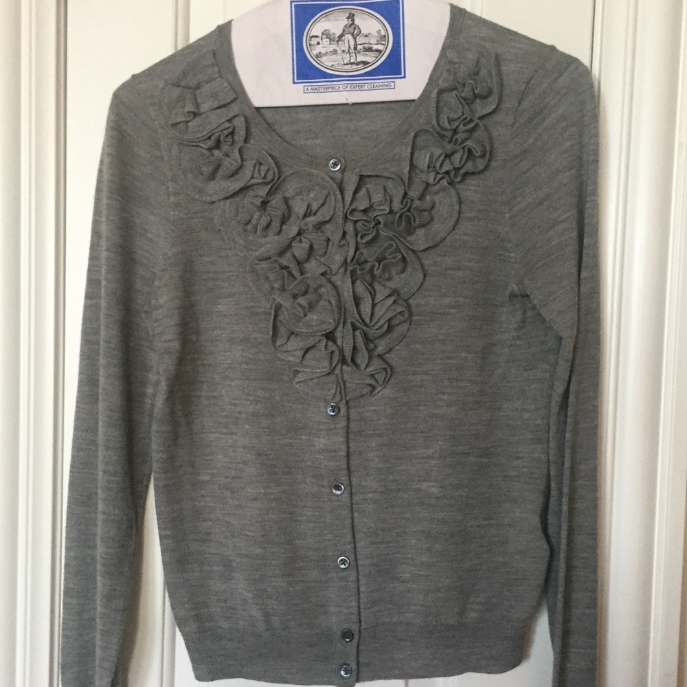 JCREW ruffle cardigan