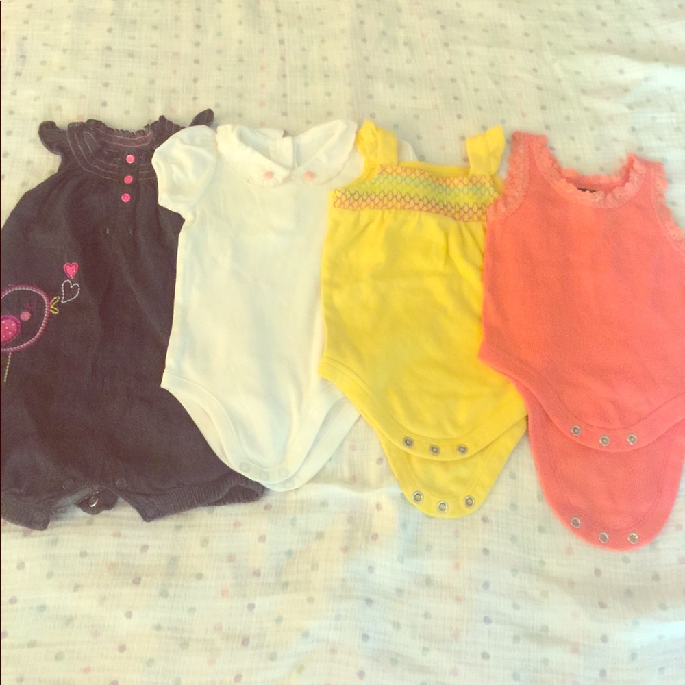 Baby girl clothes in bright summery colors