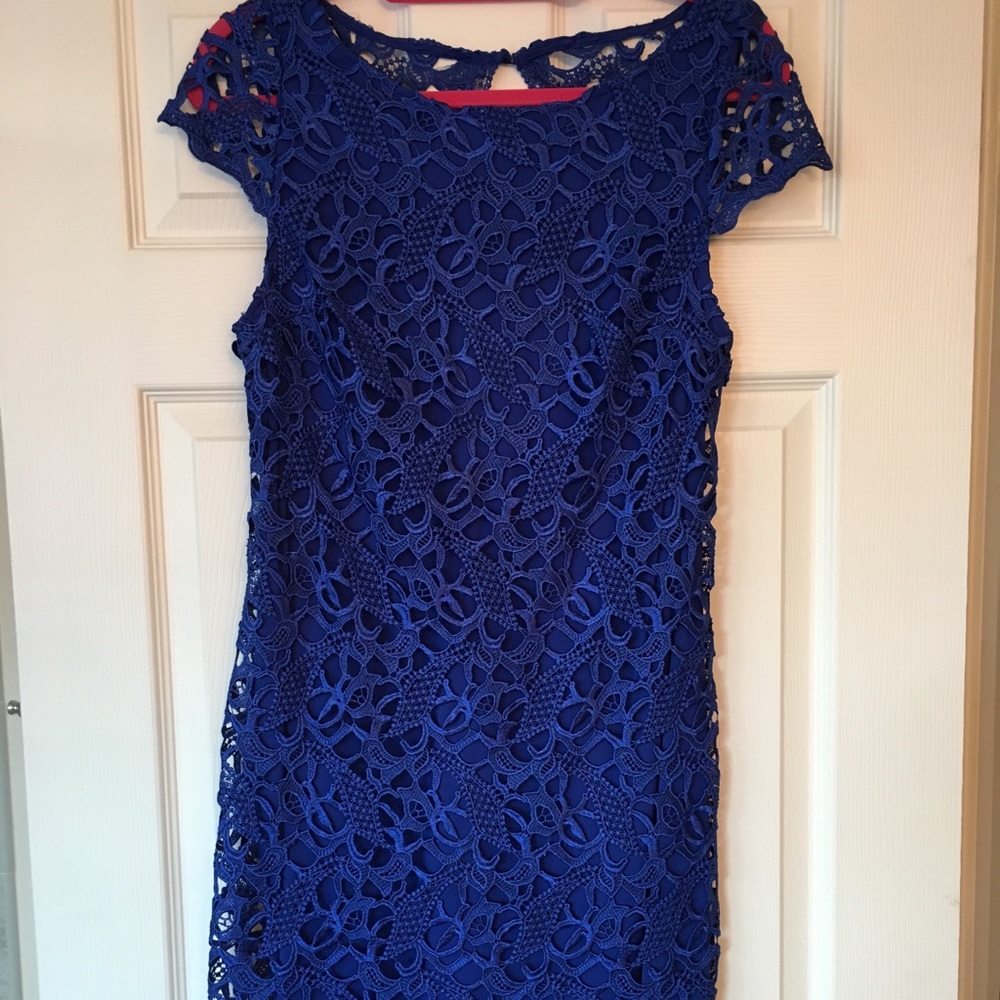 Alice + Olivia Cobalt blue lace dress