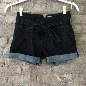 Free People XS black denim shorts with bow tie