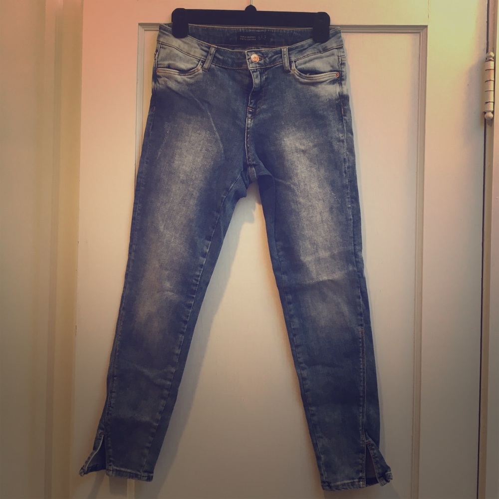 Zara cropped distress skinny jean