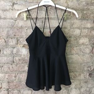 Express XS black strappy open back tank top