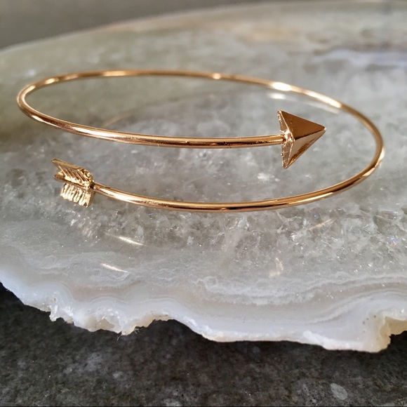 Open Arrow Gold Silver Metal Cuff Bangle Bracelet - Picture 4 of 7
