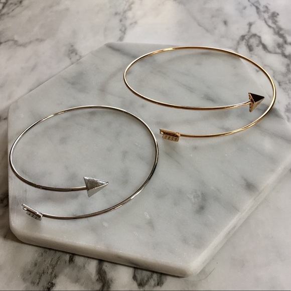 Open Arrow Gold Silver Metal Cuff Bangle Bracelet - Picture 3 of 7