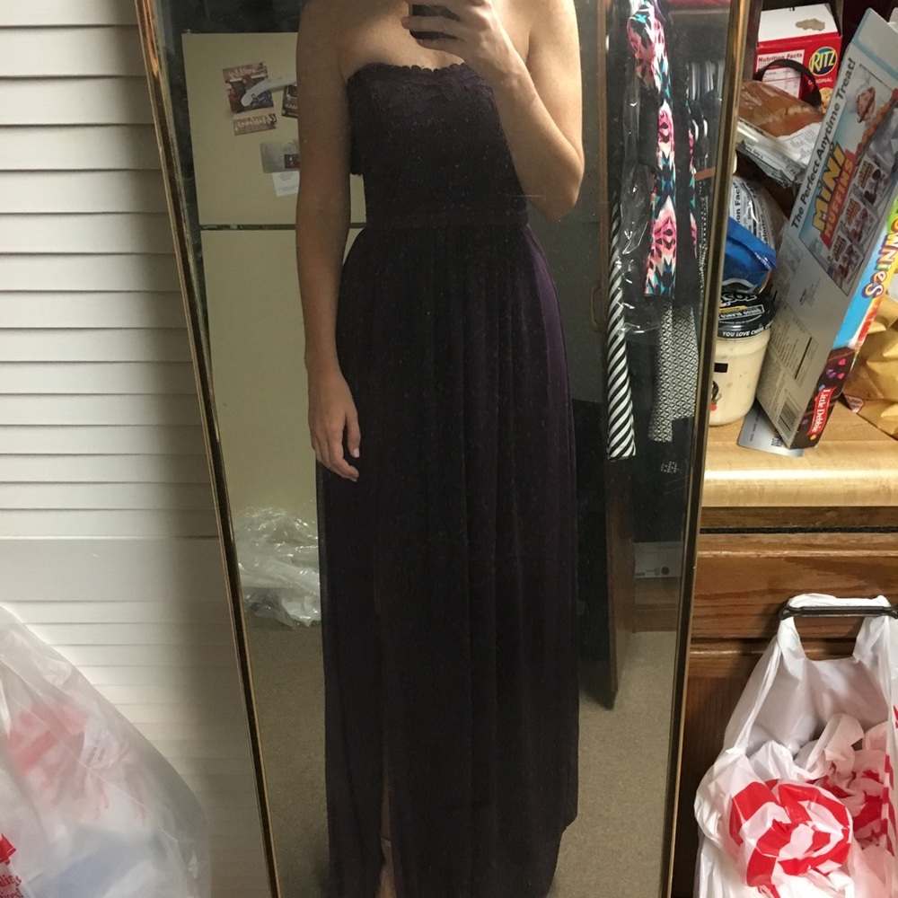 Davids bridal lace and Mesh Long Strapless