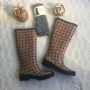 **SOLD** Tory Burch T Patterned Rainboots
