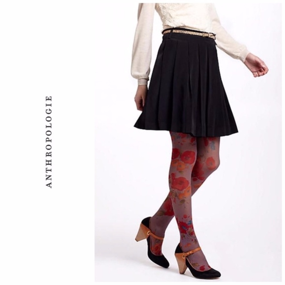 Meadow Rue Pleated Black Wrap Skirt
