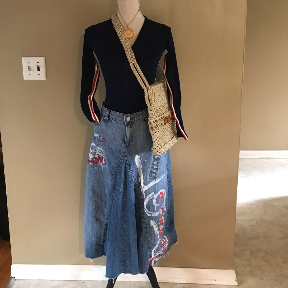 Vintage Denim Midi Skirt