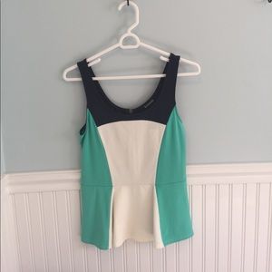 Express tank top (navy, teal and cream)