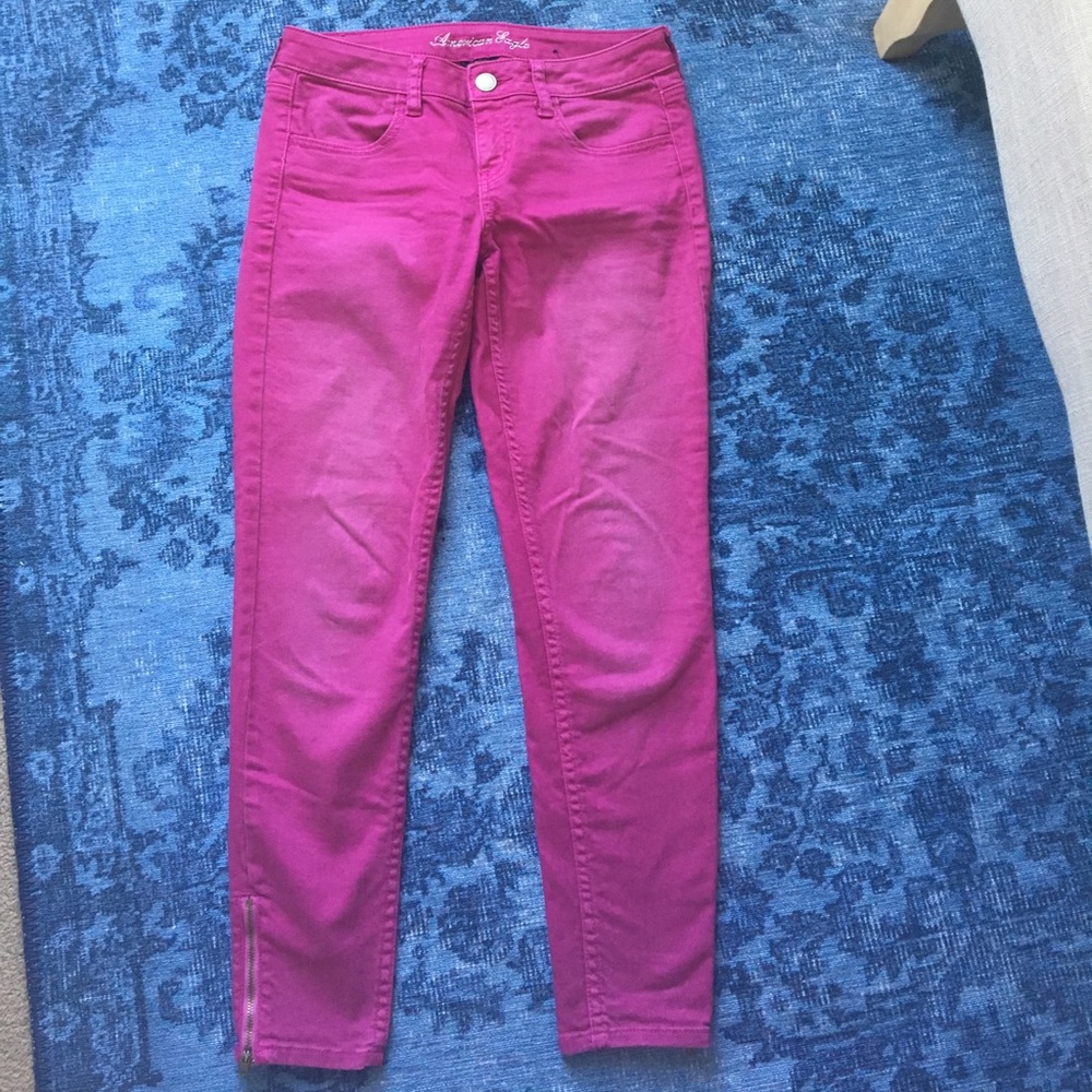 Pink Ankle Jeans w Zip