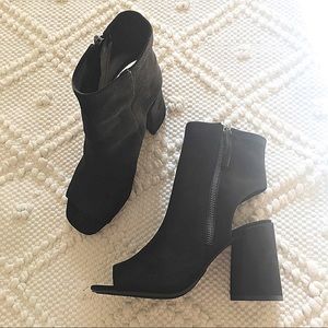 Brand new faux suede black peep toe booties