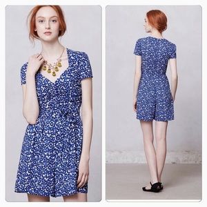 Anthropologie “Leifnotes” Blue Sweetheart Romper
