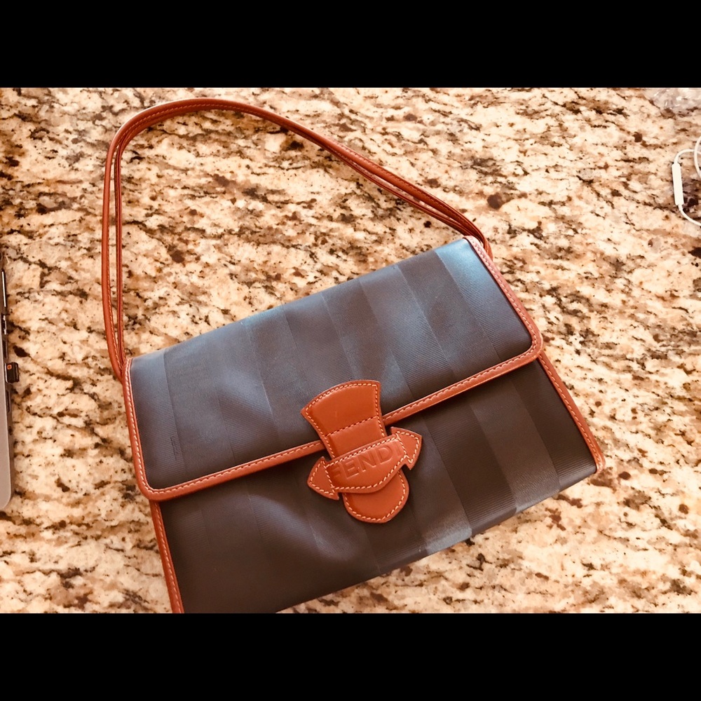 Fendi faux black and brown hobo bag