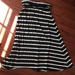 Black and cream striped maxi skirt