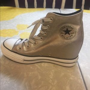 Leather converse silver wedge limited edition
