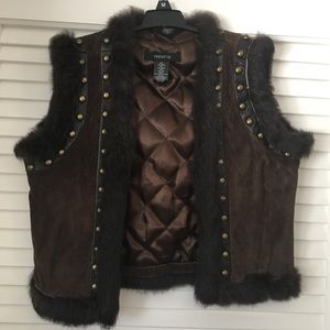 Suede and fur vest