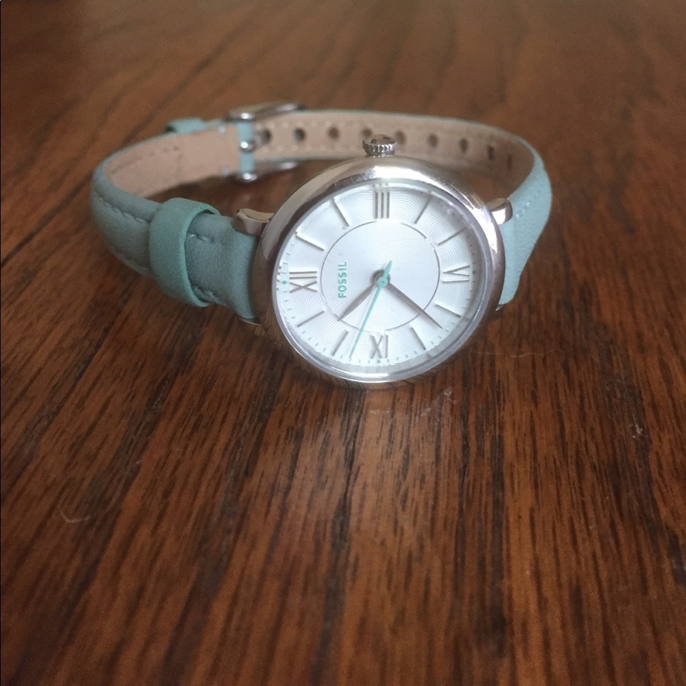 Fossil Jacqueline Teal Leather Strap Watch