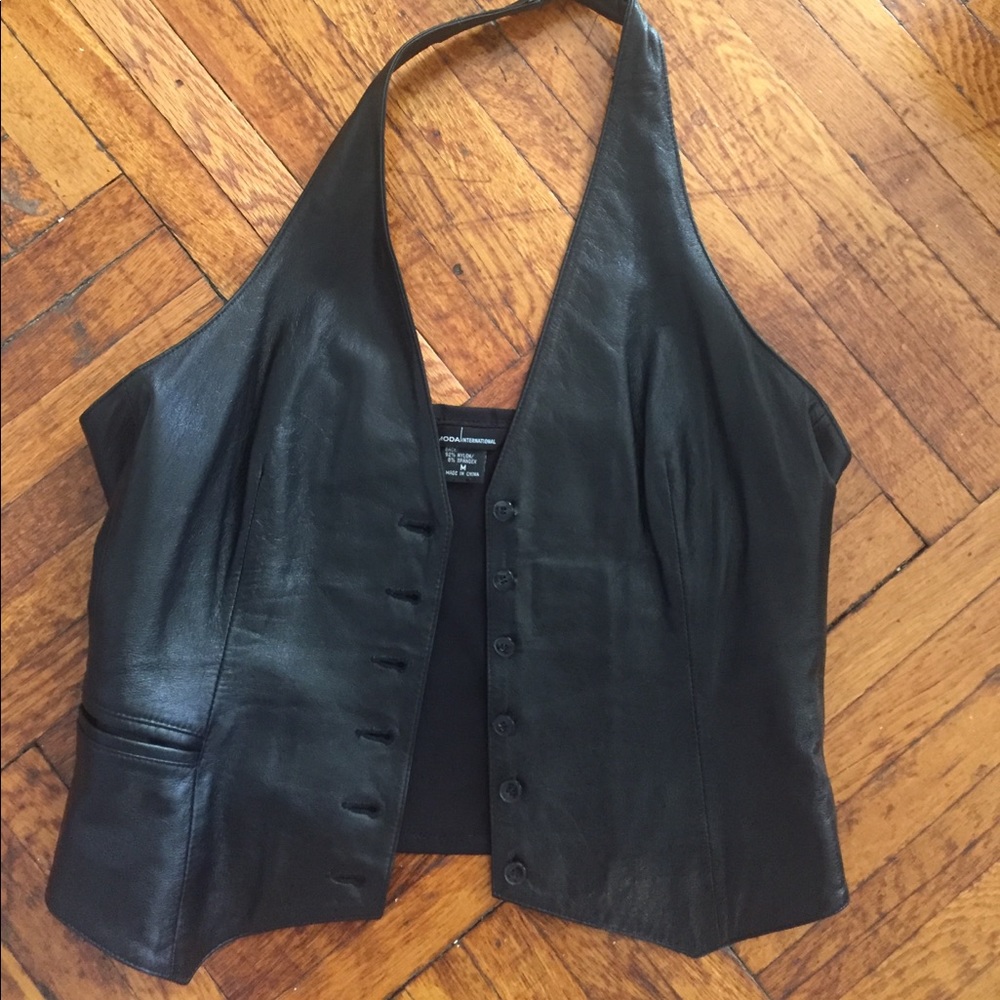Leather halter vest