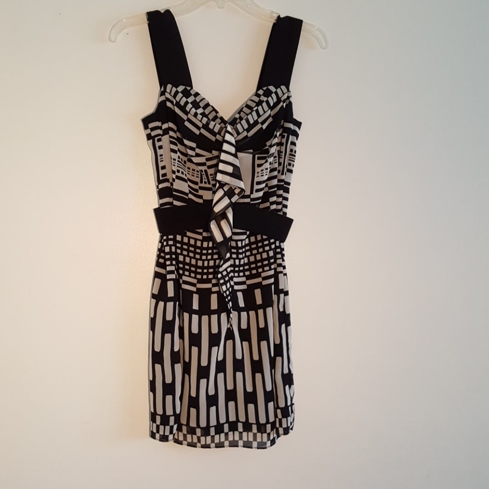 new bcbg black and white dress