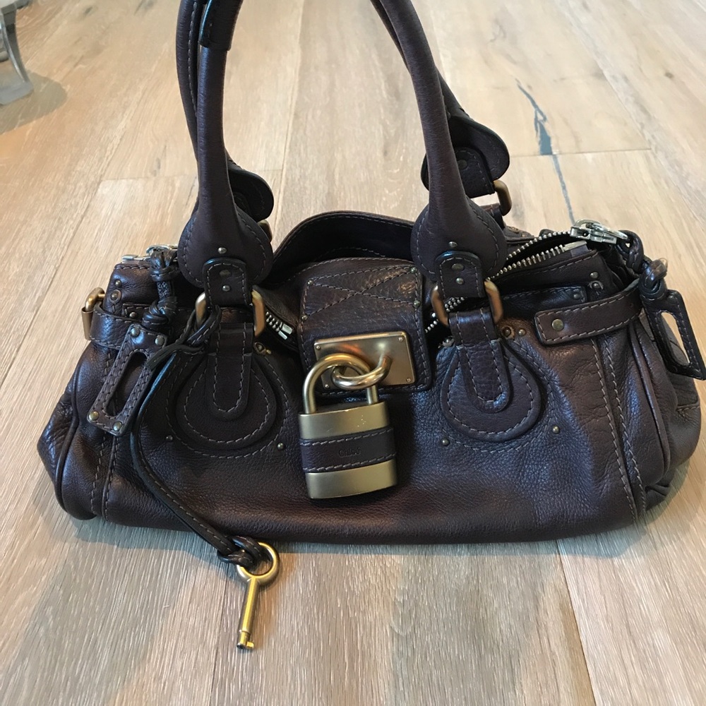 CHLOE Brownish/Purple Leather Shoulder Bag
