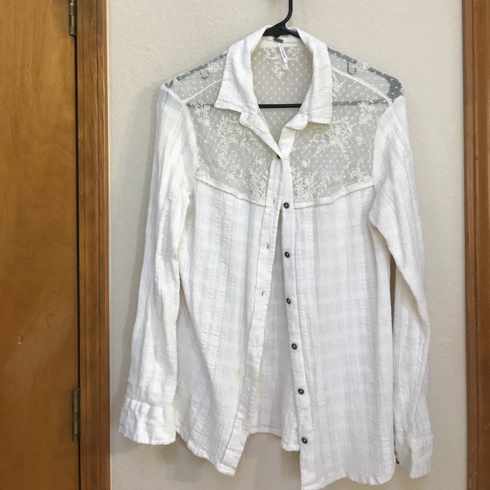 White laced Free people shirt