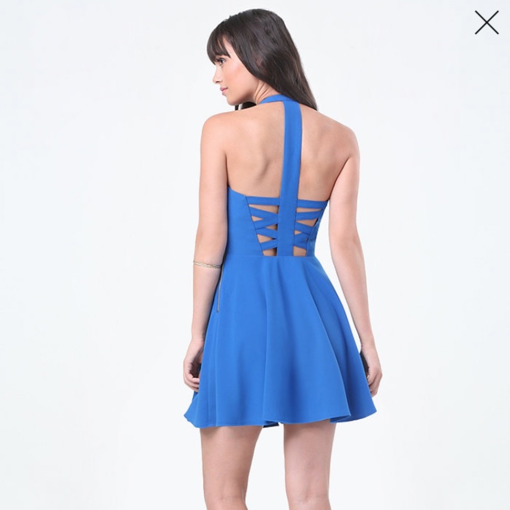 Bebe X Naven- Bright Blue Dress w/ Crisscross Back