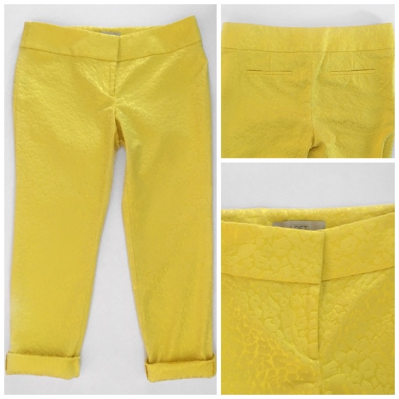 LOFT Pants - ANN TAYLOR LOFT MARISA YELLOW LEOPARD CROP PANTS