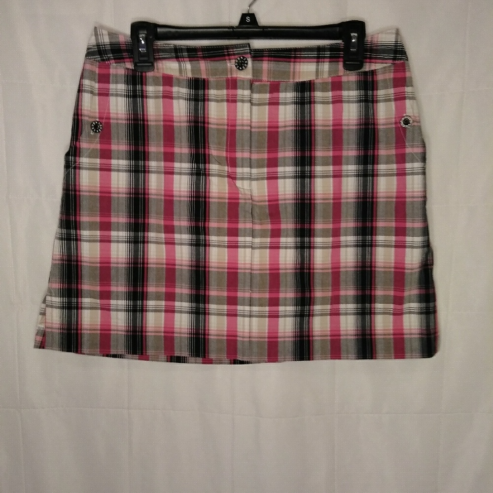 IZOD XFG Golf Skirt Skort 10 Pink Plaid