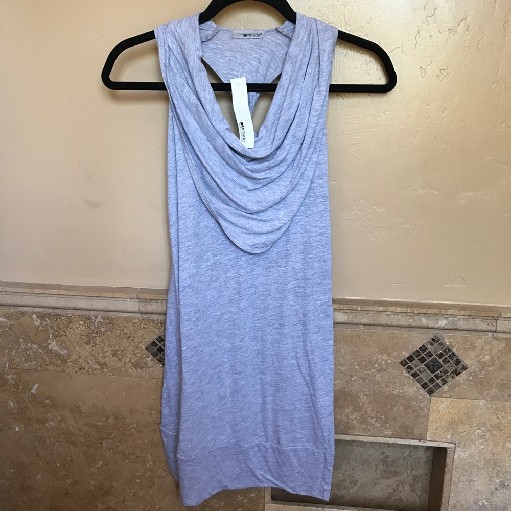 LAmade grey dress; cowl and razorback