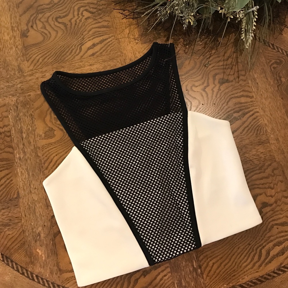 Express Halter/High Neck Crop Top with Netting