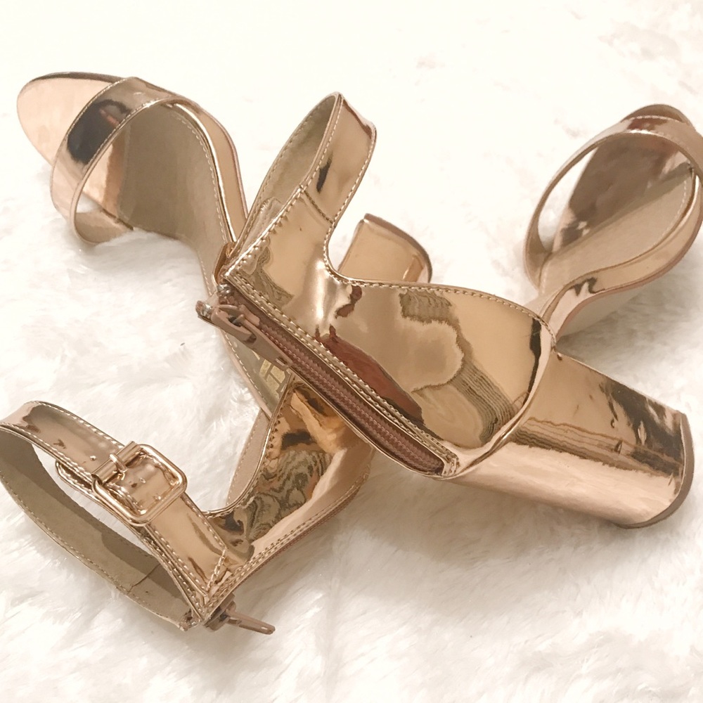 Rose Gold Chunky Heel Sandals