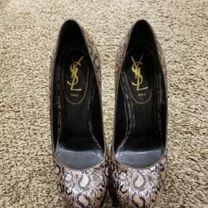 YSL python skin pumps