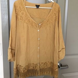 Mustard yellow top with lace