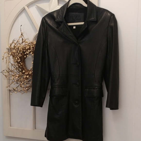 Via Lucci Leather Knee Length Jacket XS - Picture 2 of 3
