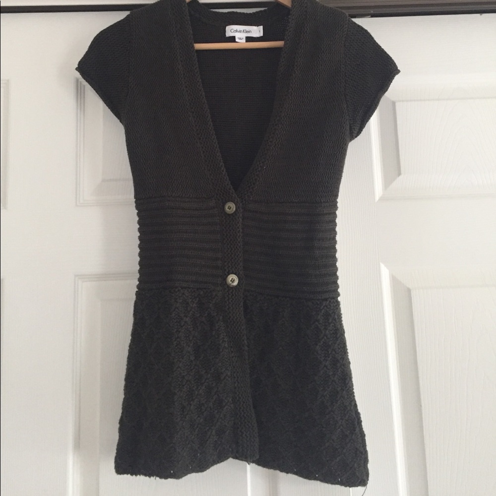 Calvin Klein Olive Green Short Sleeve Sweater S